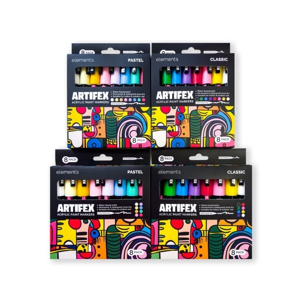 Elements Artifex Acrylic Paint Markers x 8x 2-3mm Pastel Sets – Art & Craft Essential