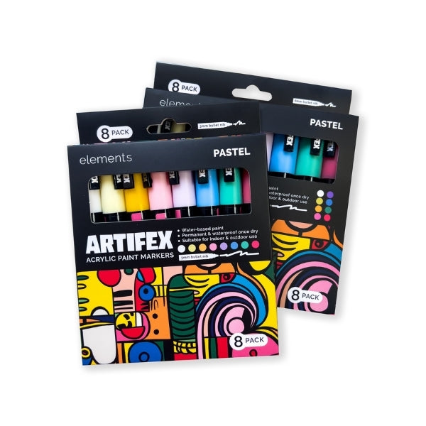 Elements Artifex Acrylic Paint Markers x 8x 2-3mm Pastel Sets – Art & Craft Essential