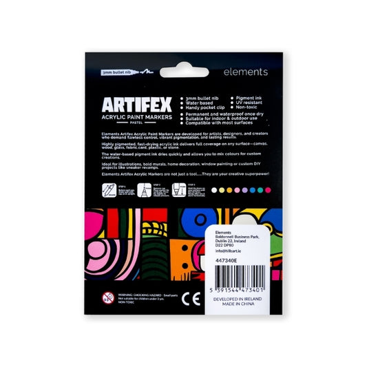 Elements Artifex Acrylic Paint Markers x 8x 2-3mm Pastel Sets – Art & Craft Essential