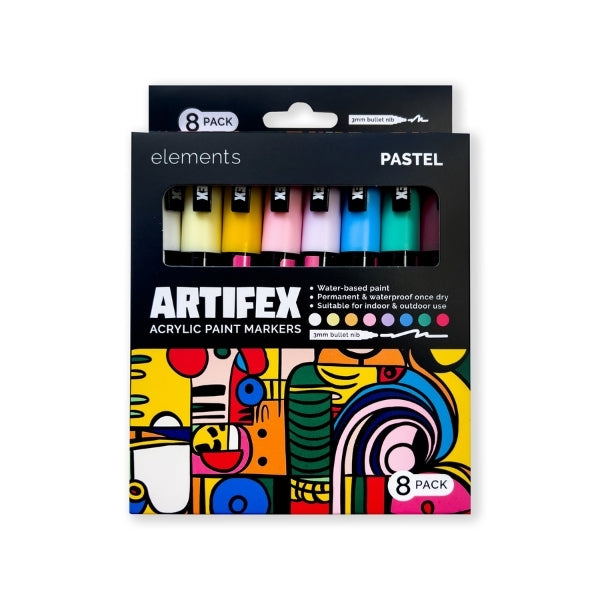 Elements Artifex Acrylic Paint Markers x 8x 2-3mm Pastel Sets – Art & Craft Essential