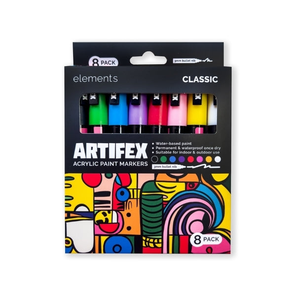 Elements Artifex Acrylic Paint Markers x 8x 2-3mm Classic – Art & Craft Essential