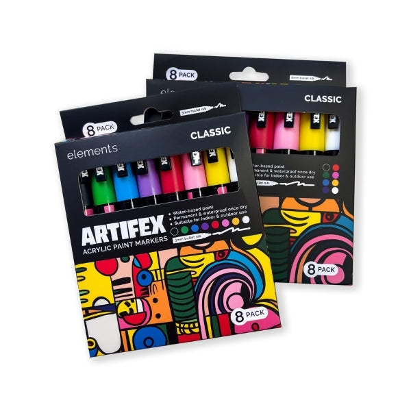 Elements Artifex Acrylic Paint Markers 8 x 5-6mm Classic – Art & Craft Essential