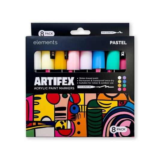 Elements Artifex Acrylic Paint Markers 8 x 5-6mm Pastel Sets – Art & Craft Essential