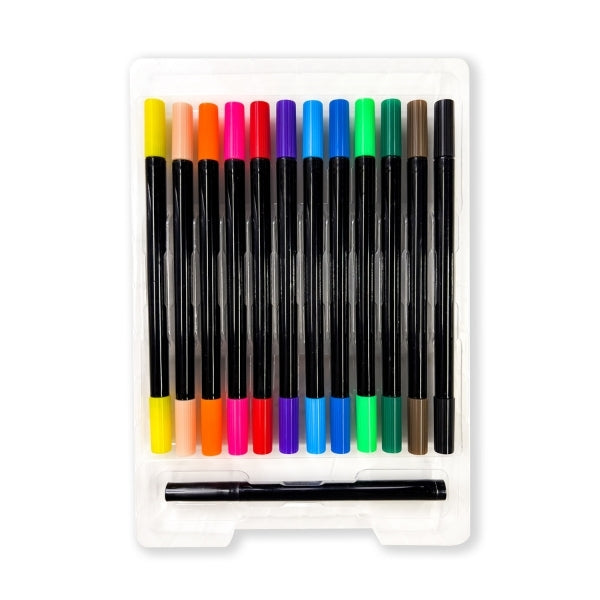 Elements Waterbased Ink Dual Tip Marker 30 piece Set with Clipboard – Art & Craft Essential