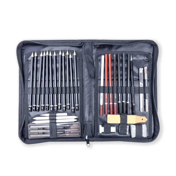 Elements Sketching Zip Wallet 36 piece Set – Artist Brush Wallet Set