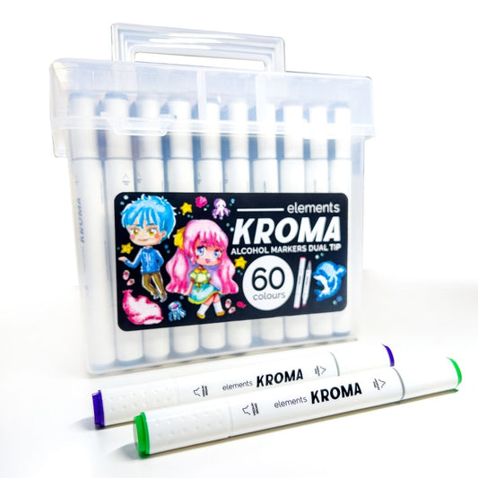 Elements Kroma Alcohol Markers 60 piece Set with Storage Box – Art & Craft Essential