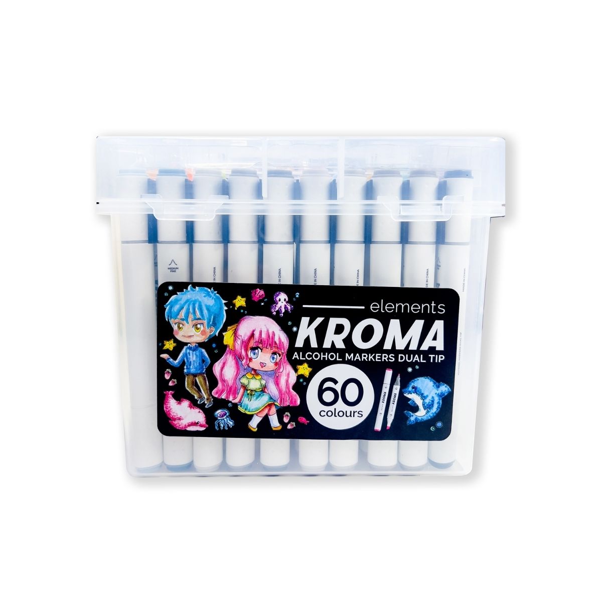 Elements Kroma Alcohol Markers 60 piece Set with Storage Box – Art & Craft Essential