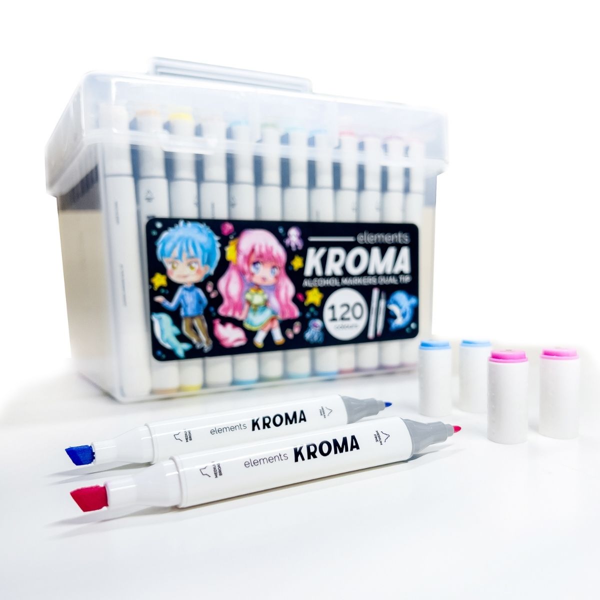 Elements Kroma Alcohol Markers 120 piece Set with Storage Box – Art & Craft Essential