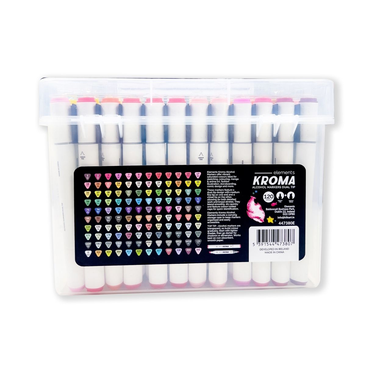 Elements Kroma Alcohol Markers 120 piece Set with Storage Box – Art & Craft Essential