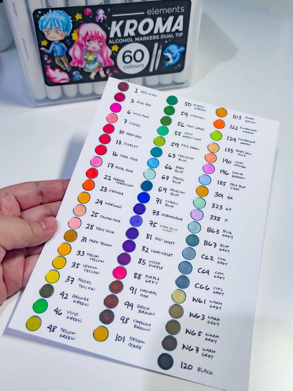 Elements Kroma Alcohol Markers 60 piece Set with Storage Box – Art & Craft Essential