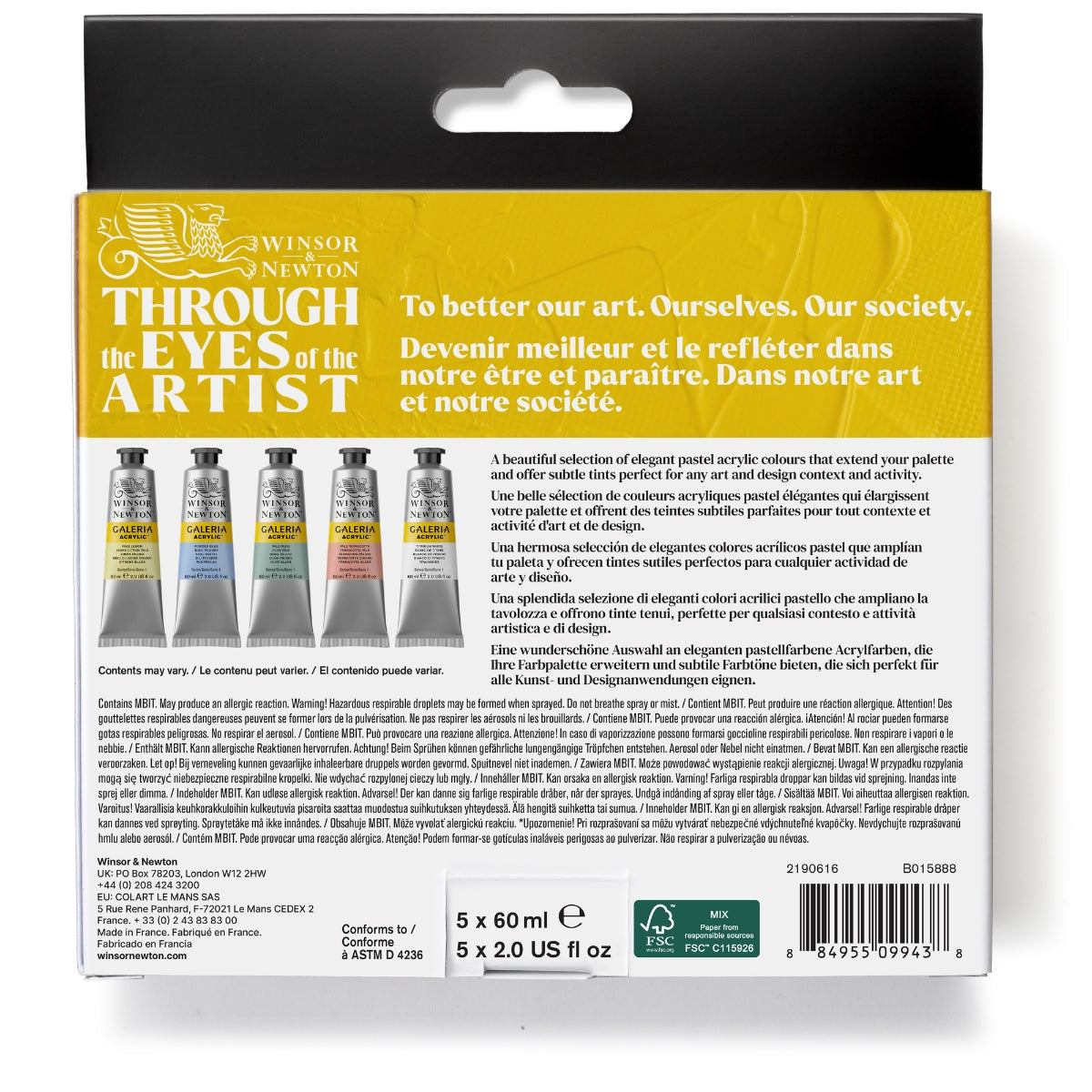 Winsor & Newton Galeria Acrylic Colour 5x60ml Tubes Pastel Set - Winsor & Newton at DRK Crafts
