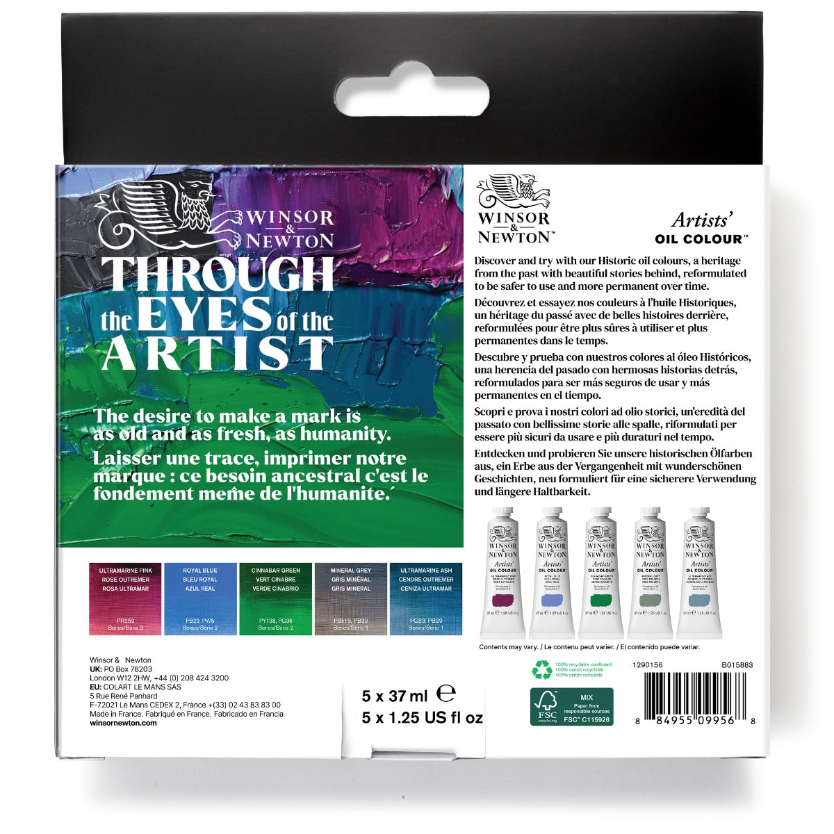 Winsor & Newton Artists' Oil Colour 5x37ml Tubes Historic Set Row - Winsor & Newton at DRK Crafts
