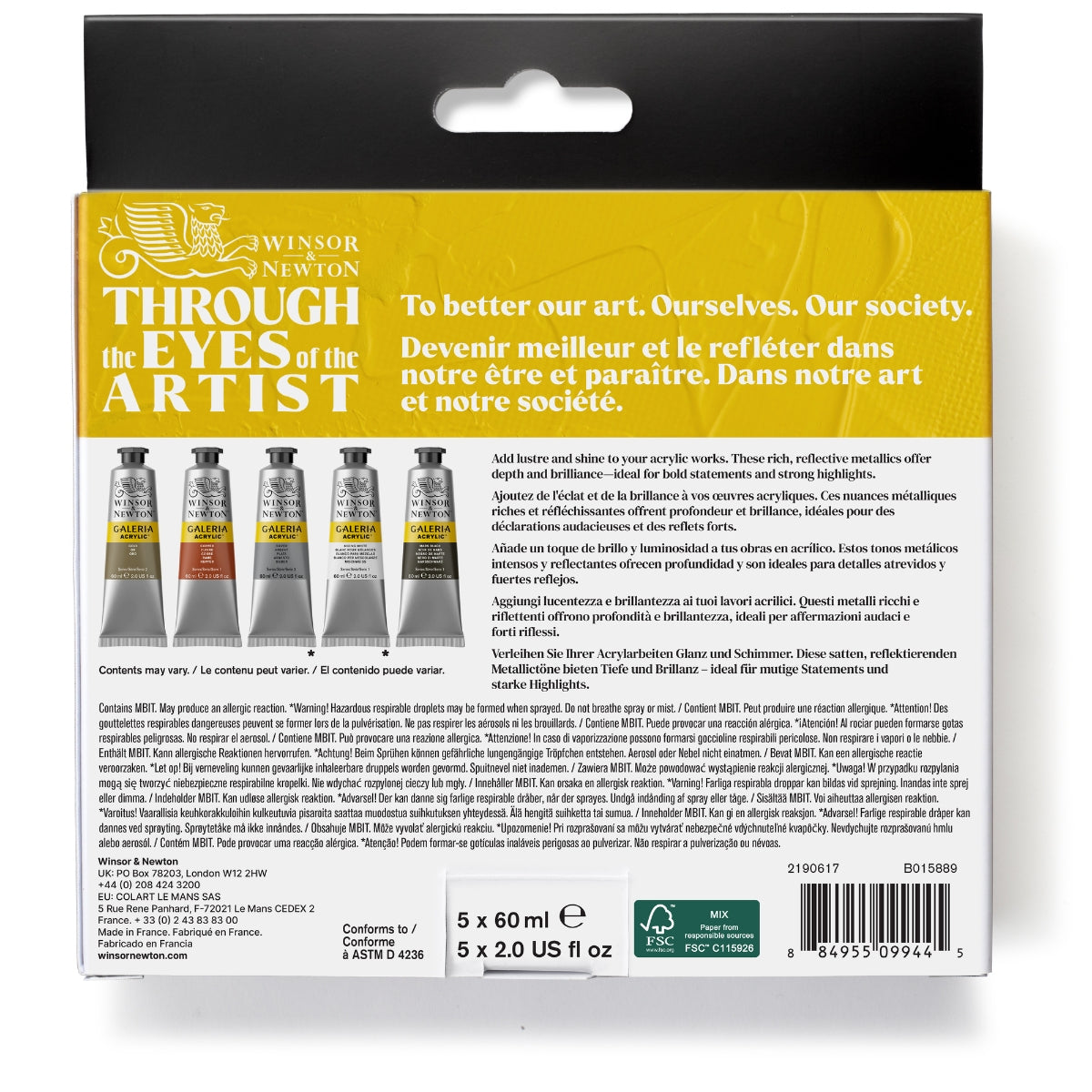 Winsor & Newton Galeria Acrylic Colour 5x60ml Tubes Metallic Set - Winsor & Newton at DRK Crafts