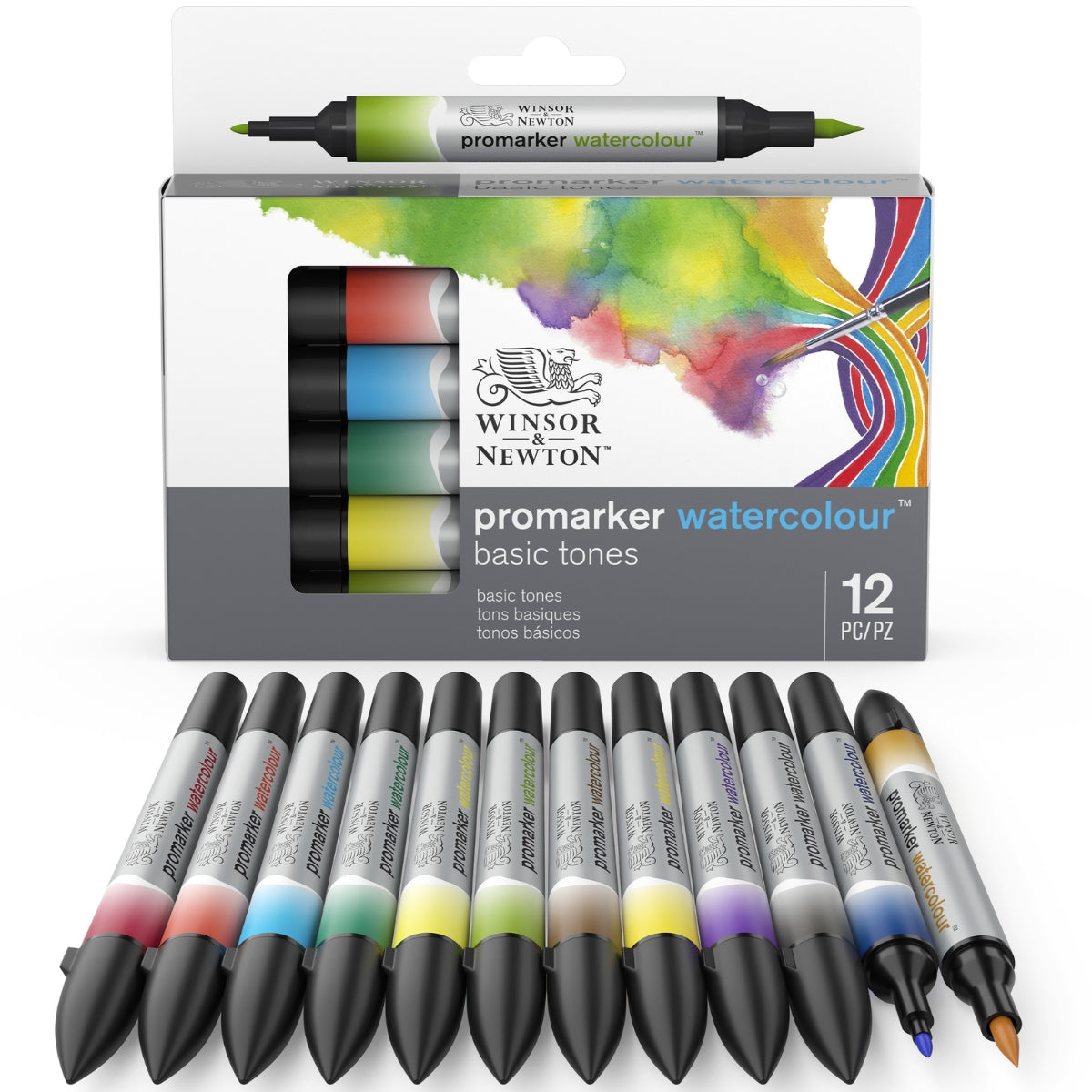 Winsor & Newton Promarker Watercolour 12 Set - Basic Tones - Winsor & Newton at DRK Crafts