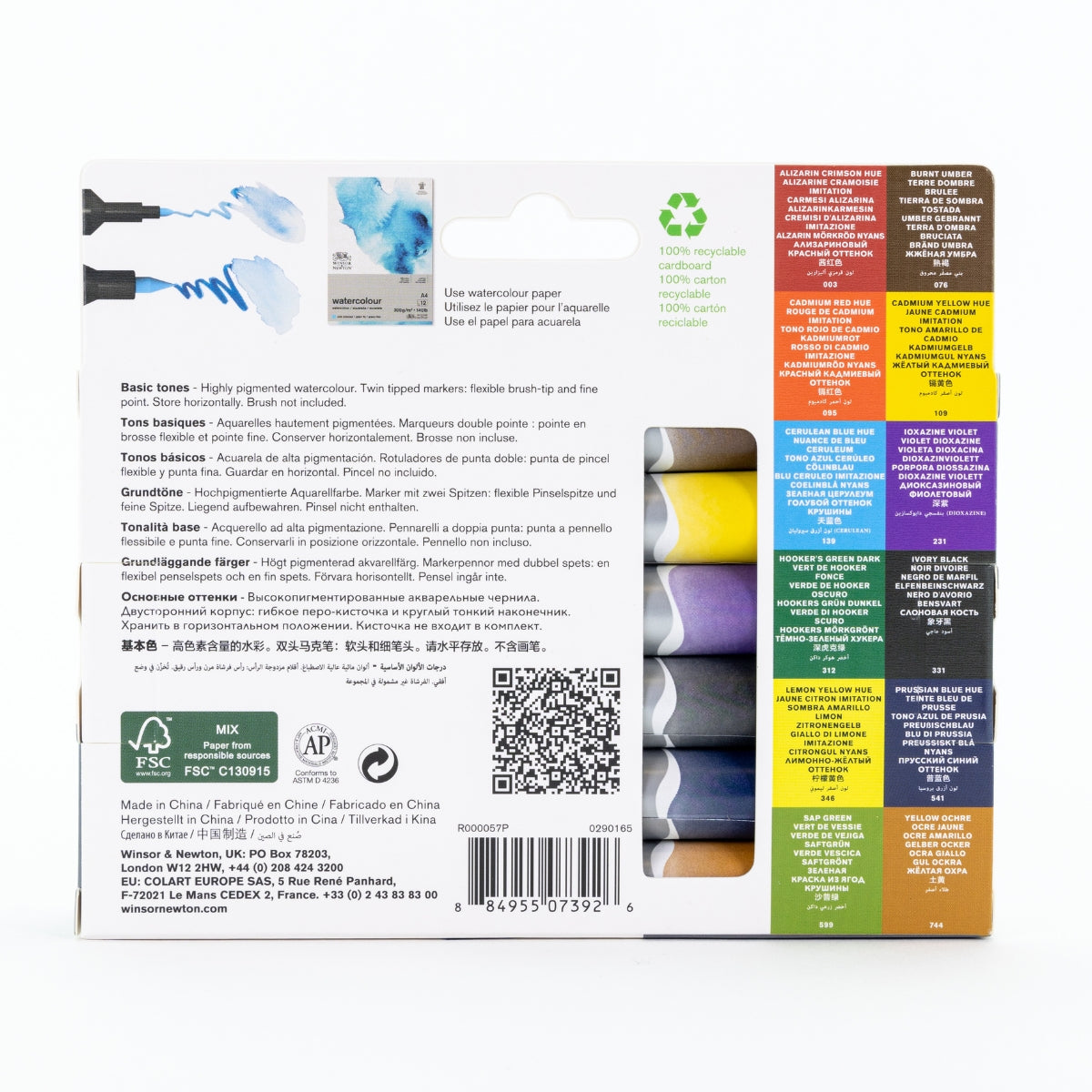 Winsor & Newton Promarker Watercolour 12 Set - Basic Tones - Winsor & Newton at DRK Crafts
