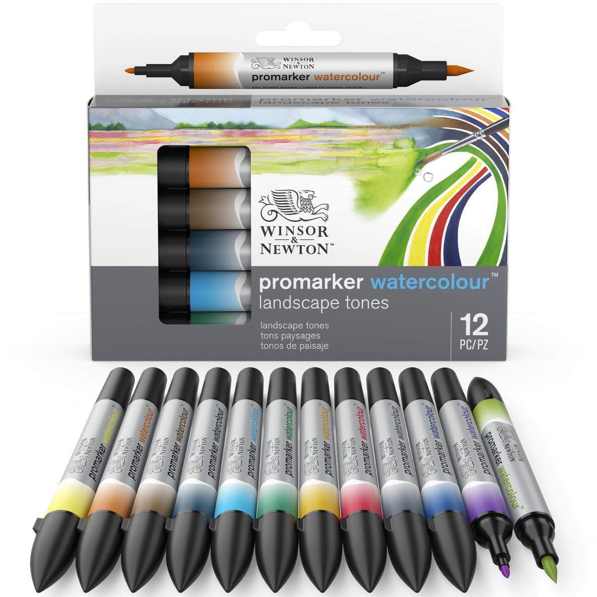 Winsor & Newton Promarker Watercolour 12 Set - Landscape Tones - Winsor & Newton at DRK Crafts