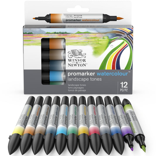Winsor & Newton Promarker Watercolour 12 Set - Landscape Tones - Winsor & Newton at DRK Crafts