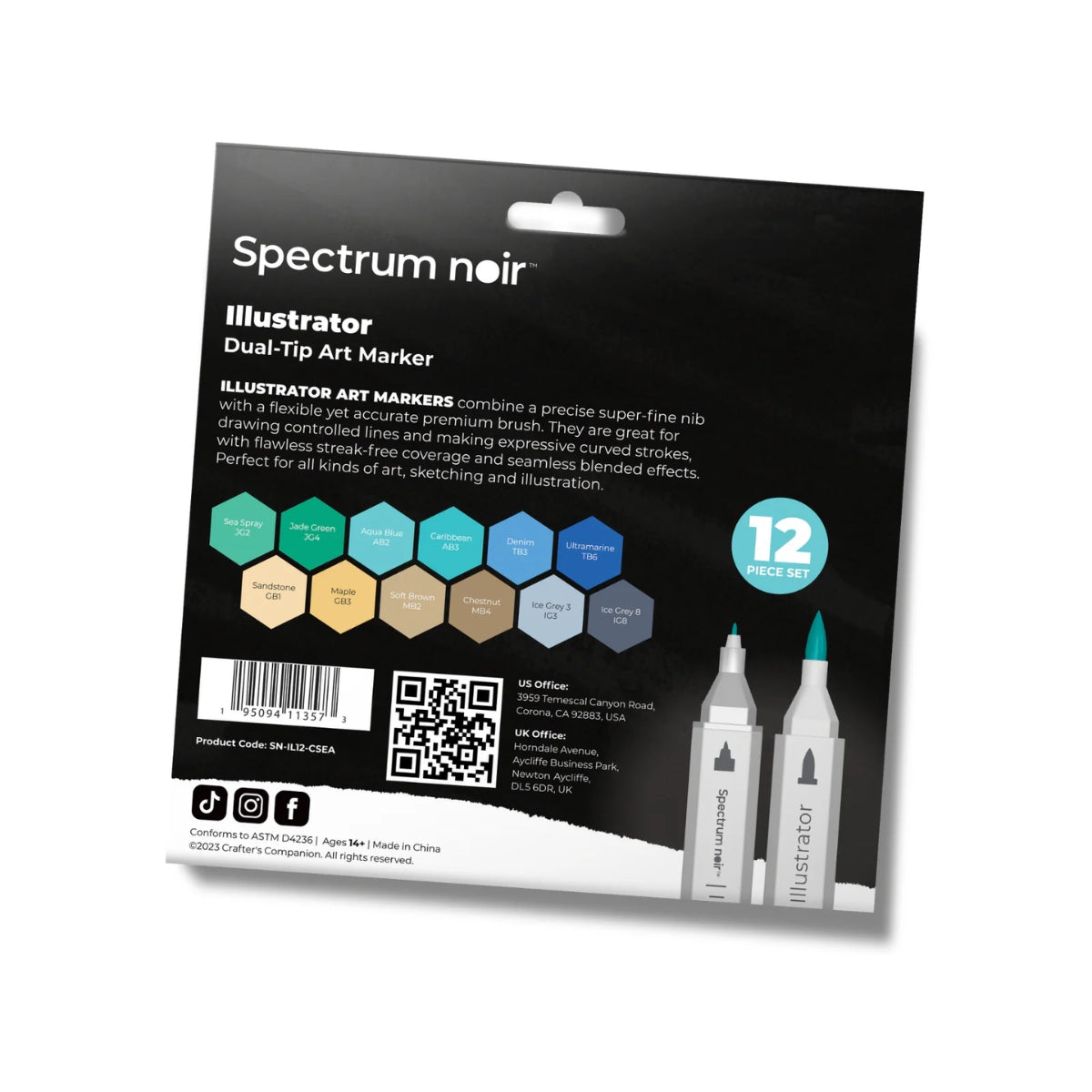 Crafter's Companion Illustrator by Spectrum Noir 12 Pen Set - Seascape