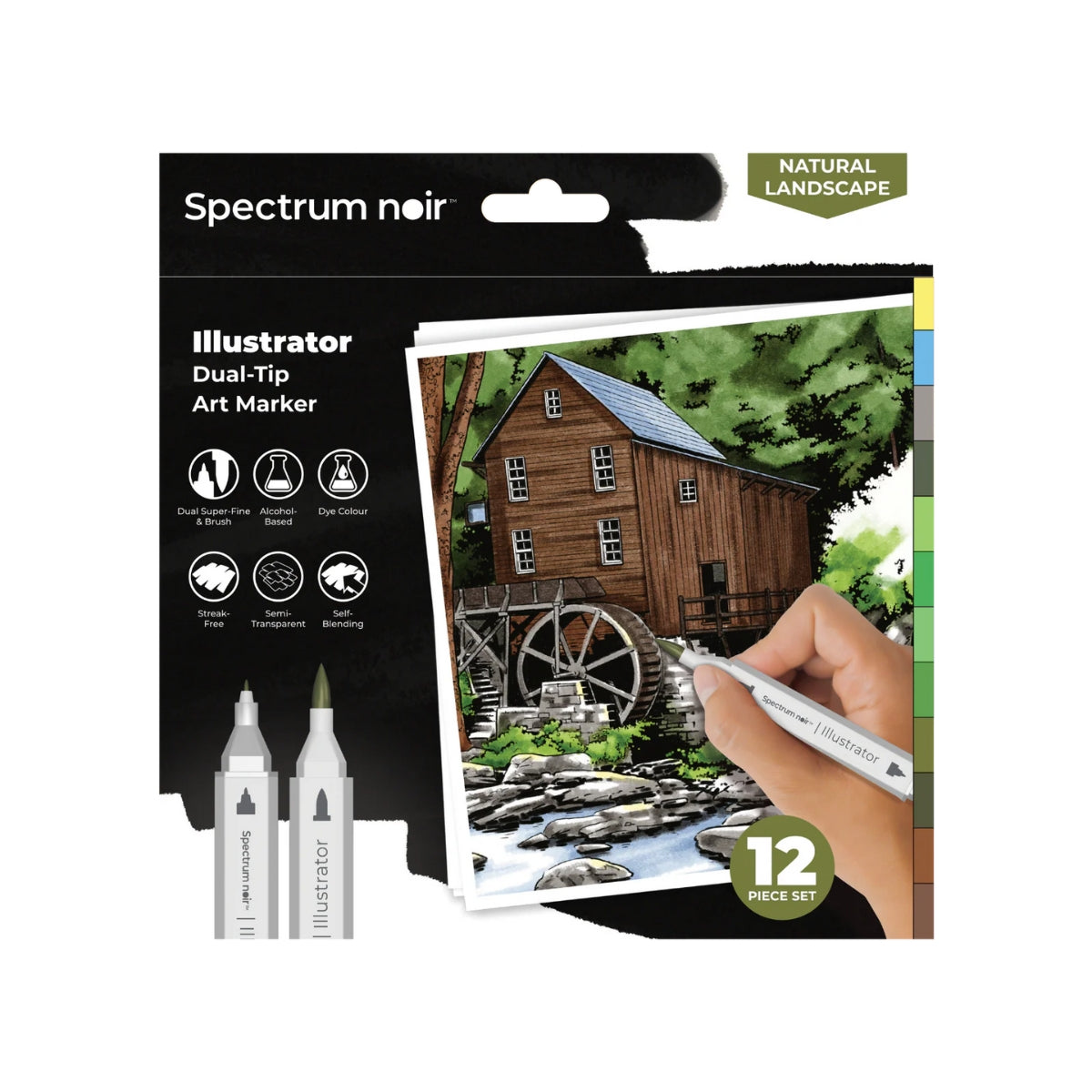 Crafter's Companion Spectrum Noir-Illustrator 12pc-Natural Landscape
