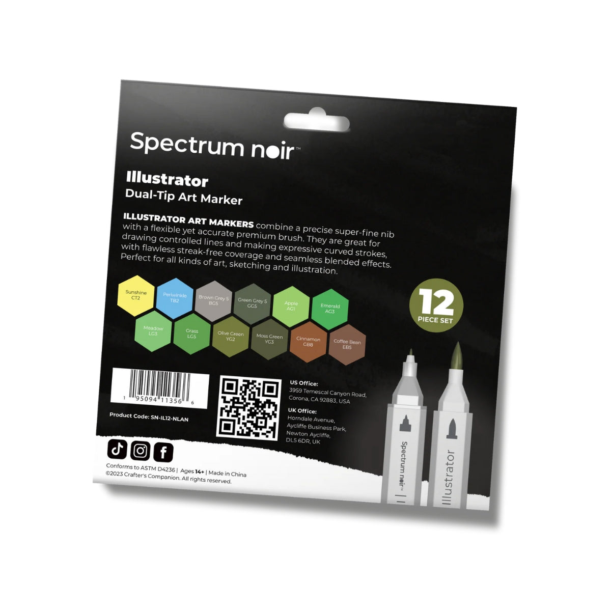 Crafter's Companion Spectrum Noir-Illustrator 12pc-Natural Landscape