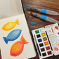 Elements Watercolour 12 Half Pan Set with Mini Brush – Premium Artist Brush Set