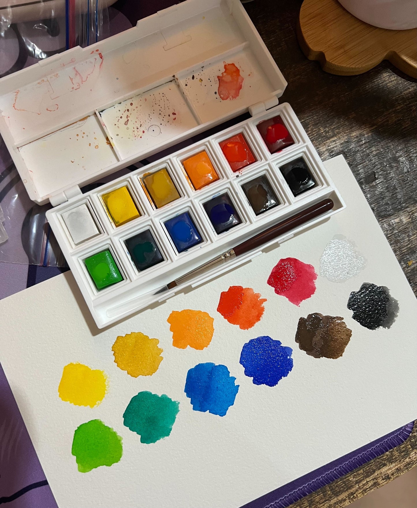 Elements Watercolour 12 Half Pan Set with Mini Brush – Premium Artist Brush Set