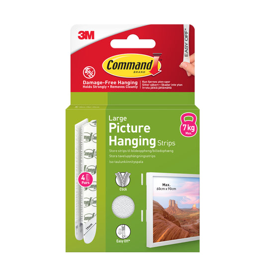 3M Command Large Picture Hanging Strips - 4 Sets – White