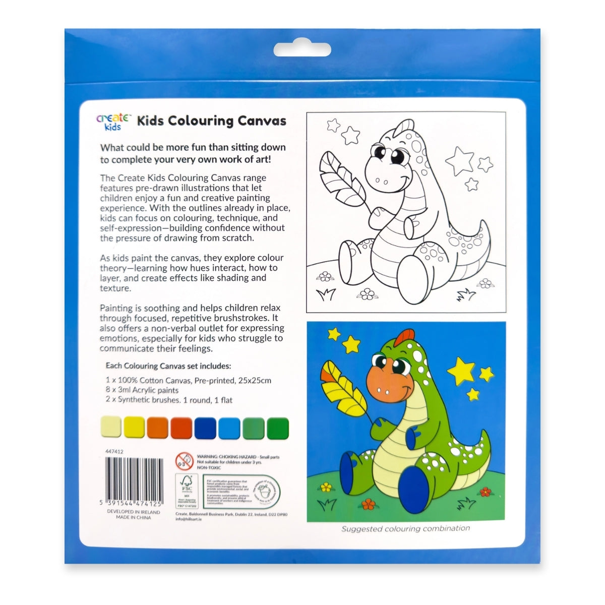 Colouring Canvas Kit - Baby Dinosaur - Create Kids image 2