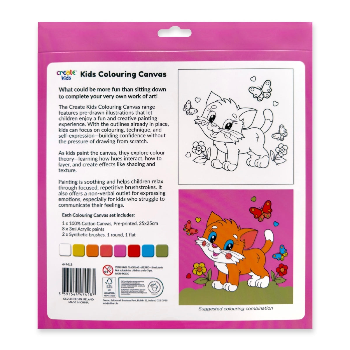 Colouring Canvas Kit - Cute Kitten - Create Kids image 2