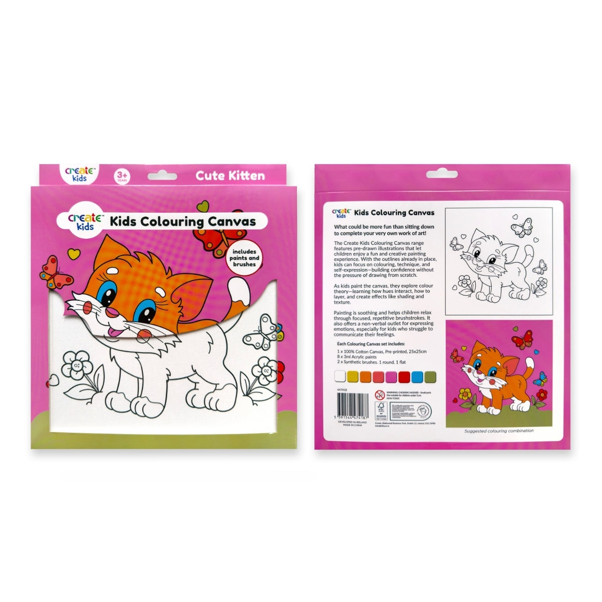 Colouring Canvas Kit - Cute Kitten - Create Kids image 5