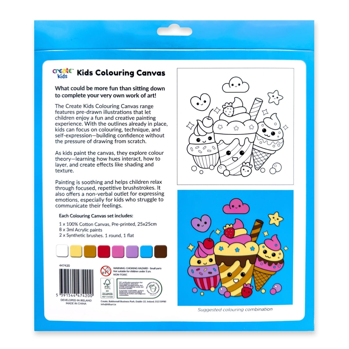 Colouring Canvas Kit - Kawaii Dessert - Create Kids image 2