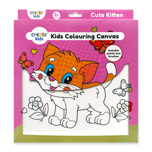 Colouring Canvas Kit - Cute Kitten - Create Kids