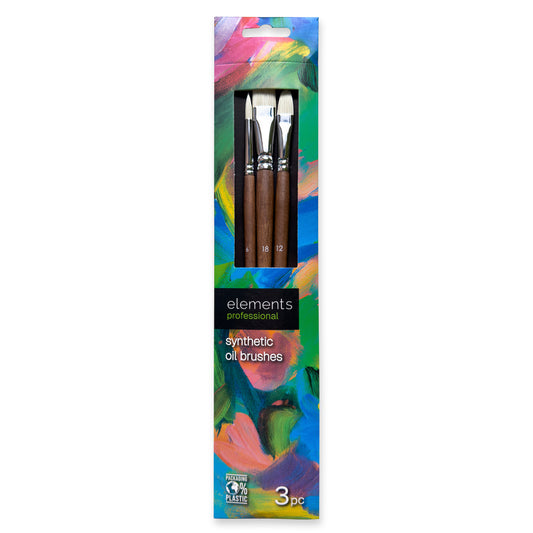 Elements Professional Oil Brush pk.3 – Premium Artist Brush Set