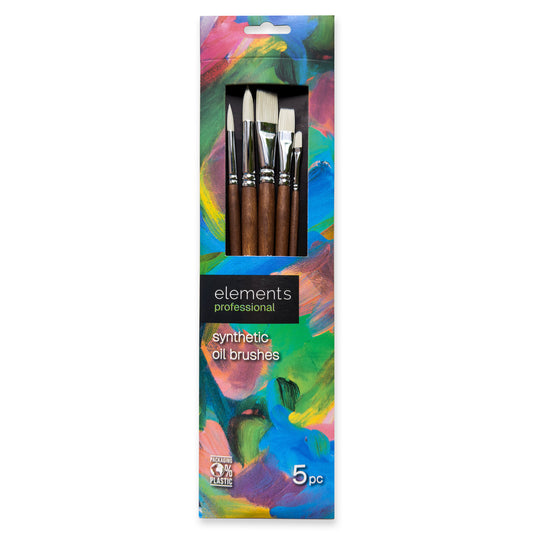 Elements Professional Oil Brush pk.5 – Premium Artist Brush Set