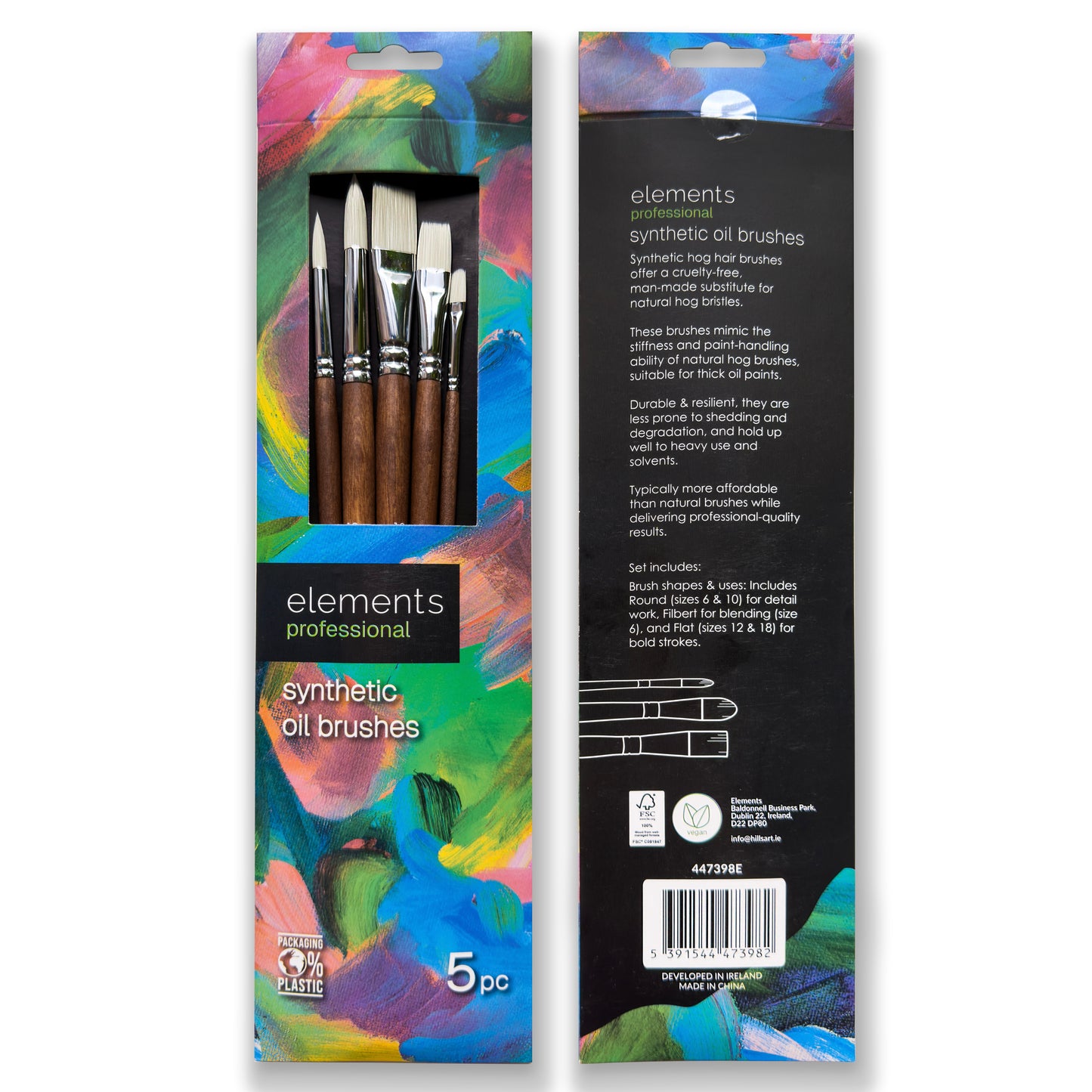 Elements Professional Oil Brush pk.5 – Premium Artist Brush Set