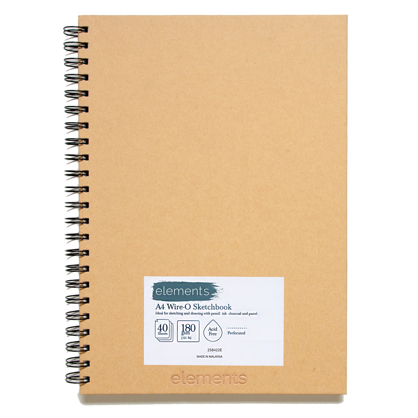 Elements A4 Sketchbook 40s 180gsm Portrait Wire-O Kraft Cover – Art & Craft Essential