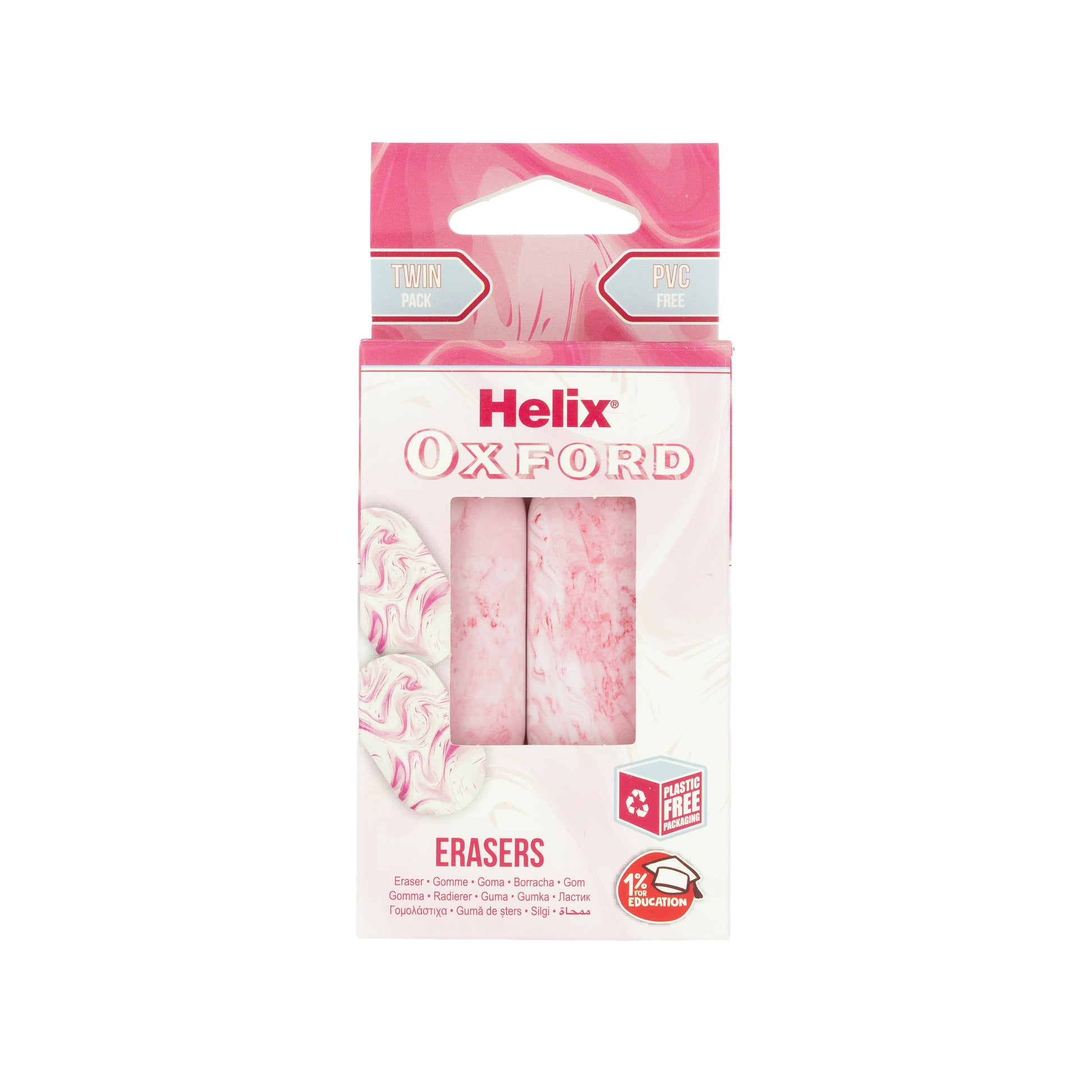 Helix Marble Erasers Twin Pack Hanger Pack Pink - The Masters