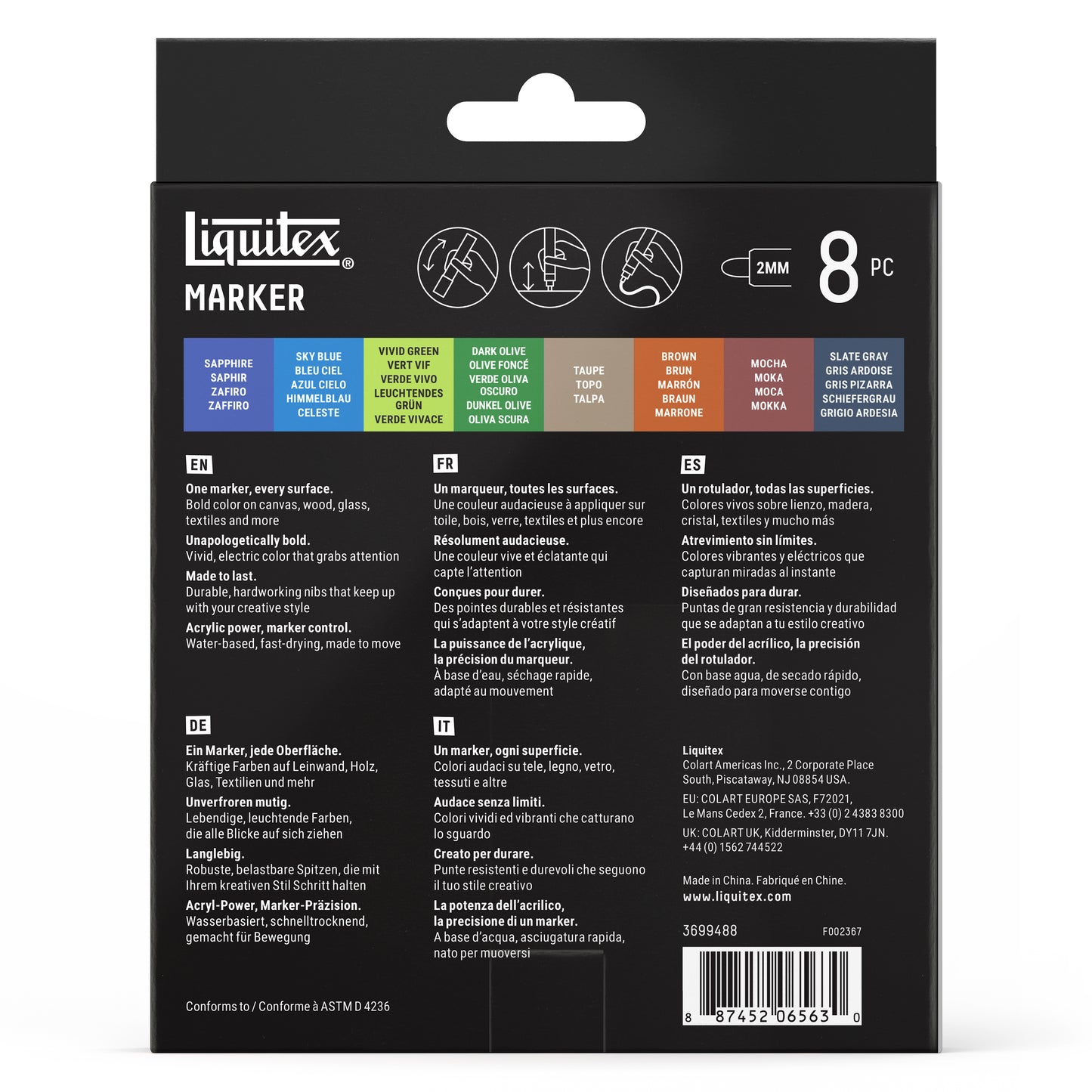 Liquitex LQX Marker Set 8 Pack 8x2mm Set 5
