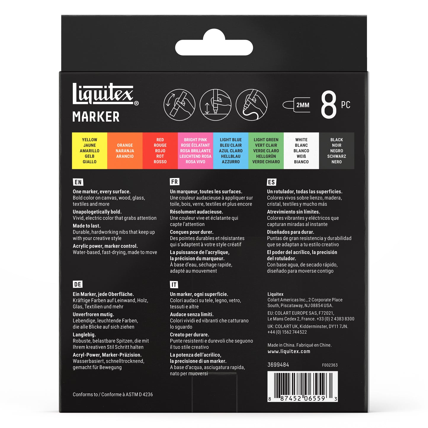 Liquitex LQX Marker Set 8 Pack 8x2mm Set 1