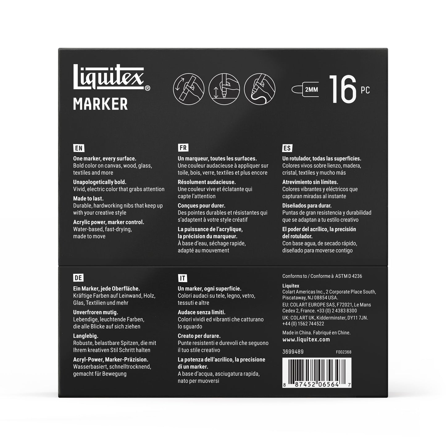 Liquitex LQX Marker Set 16 Pack 16x2mm