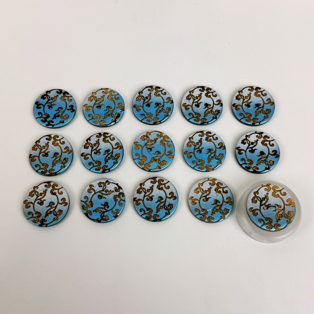 Coco Print 25mm buttons - Blue 15pieces