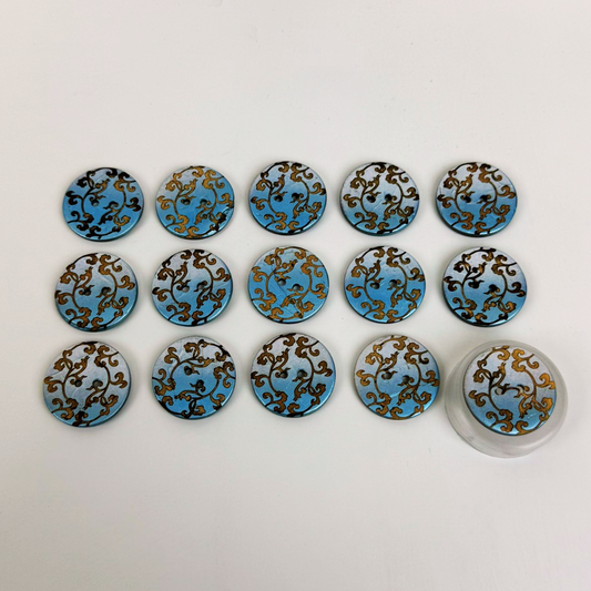 Coco Print 25mm buttons - Blue 15pieces