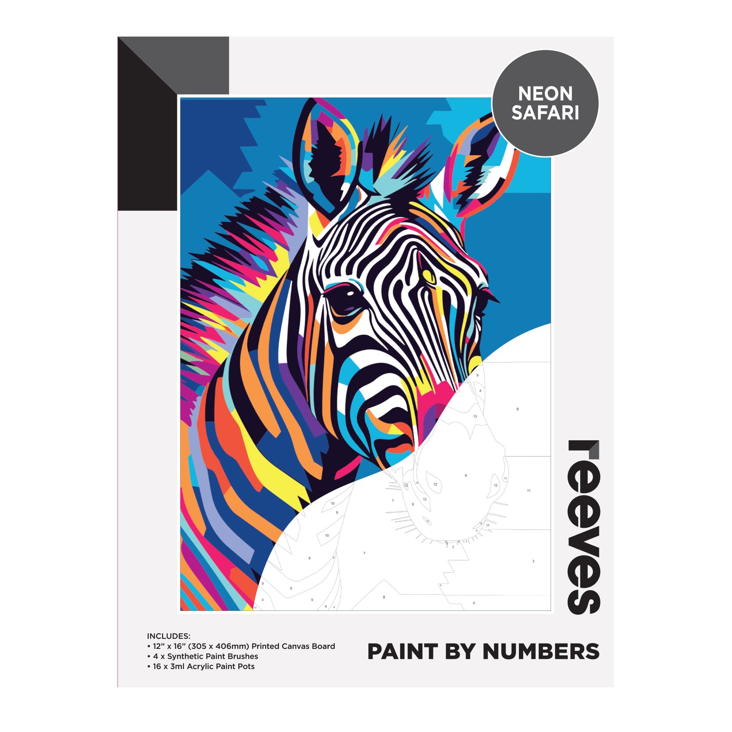 Reeves Paint by Numbers 12 x 16 in – Neon Safari