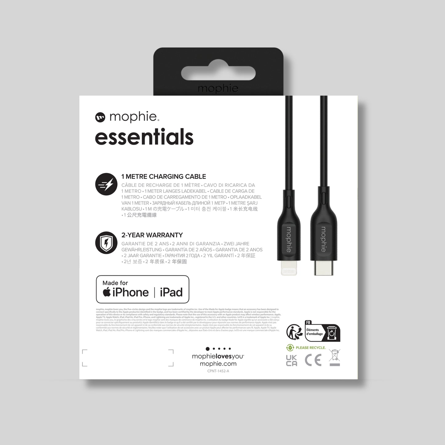 Mophie Essentials USB-C to Lightning Charging Cable 1m – Black