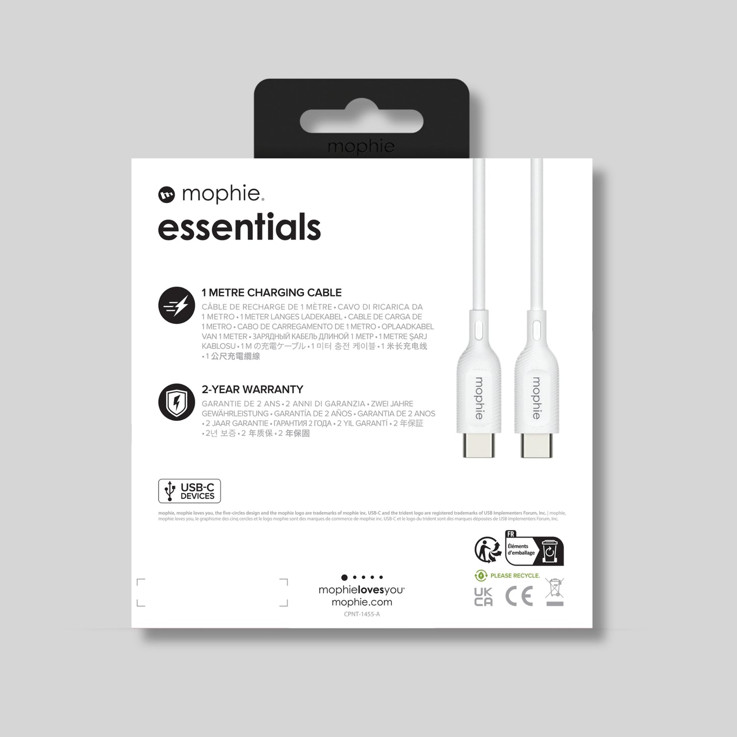 Mophie Essentials USB-C to USB-C Charging Cable 1m – White