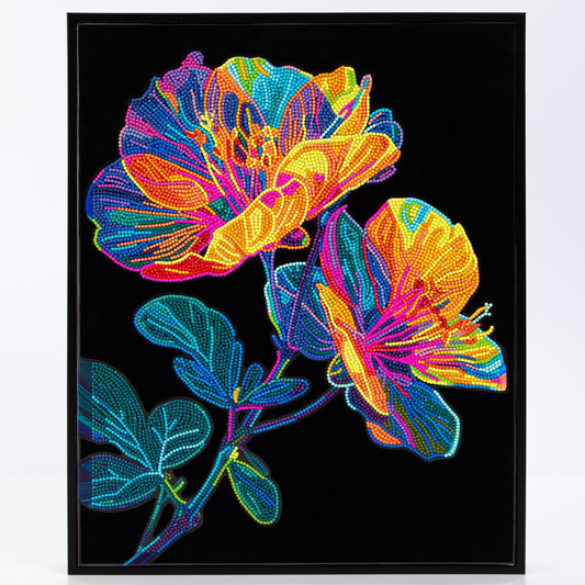 Diamond Dotz Rolled Flock Canvas – Neon Floral – 35 x 46cm