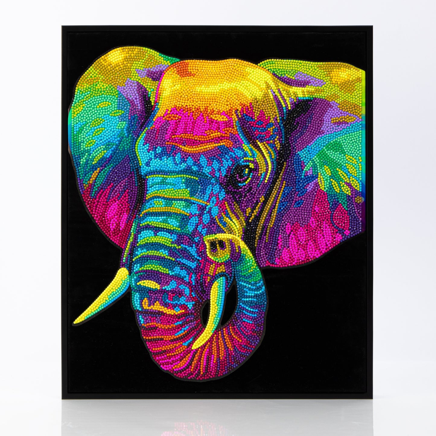 Diamond Dotz Rolled Flock Canvas – Neon Elephant – 35 x 46cm