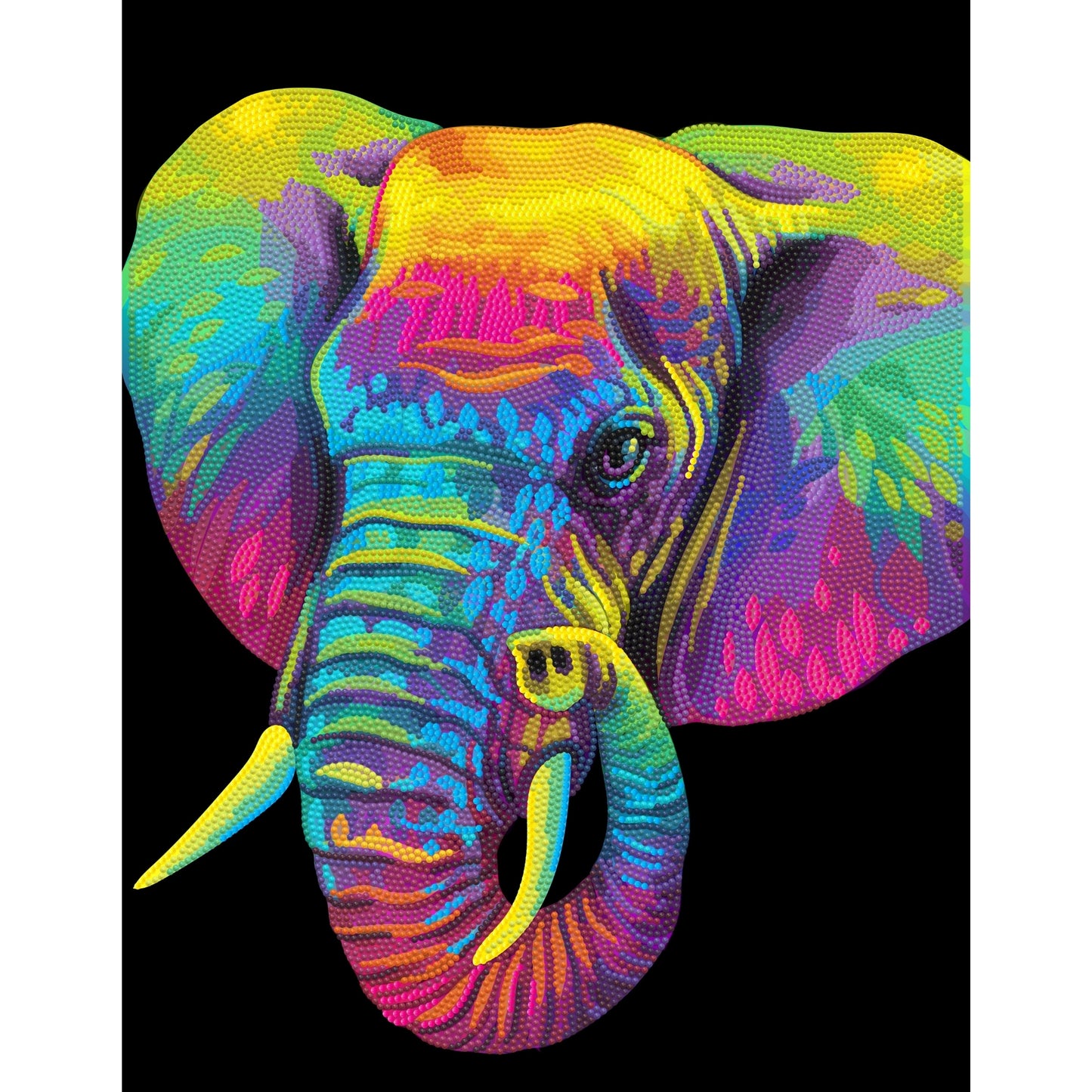 Diamond Dotz Rolled Flock Canvas – Neon Elephant – 35 x 46cm