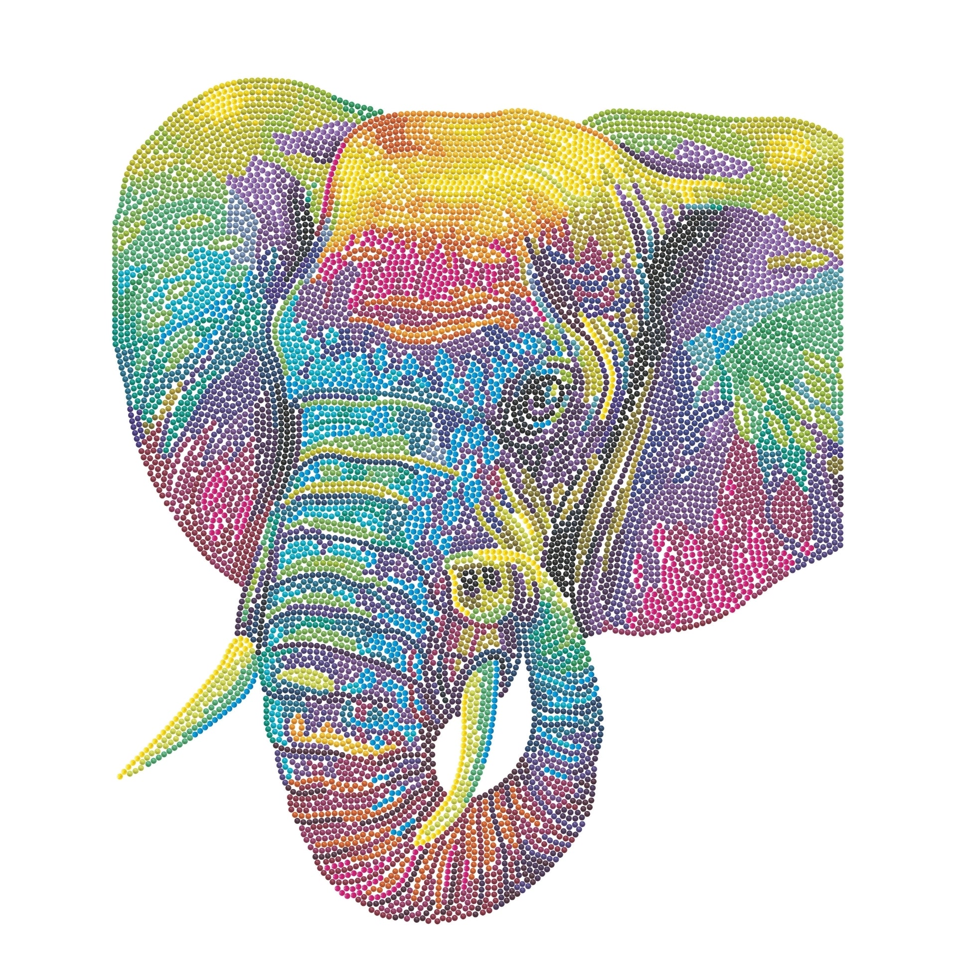 Diamond Dotz Rolled Flock Canvas – Neon Elephant – 35 x 46cm