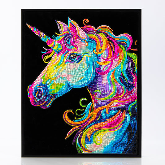 Diamond Dotz Rolled Flock Canvas – Neon Unicorn – 35 x 46cm
